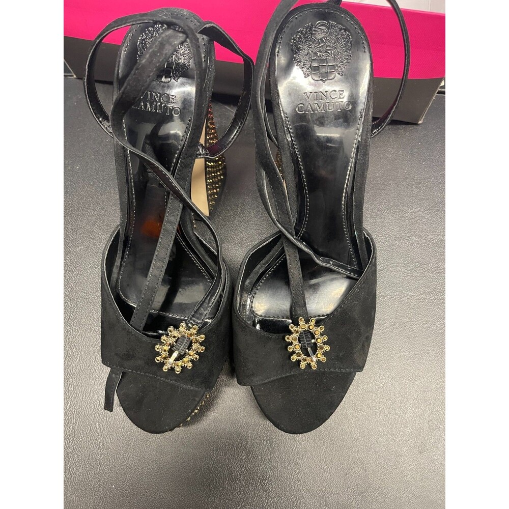NEW Vince Camuto Women's Inna Platform Sandal Black Studded Rhinestones Sz 8.5M - Picture 7 of 7